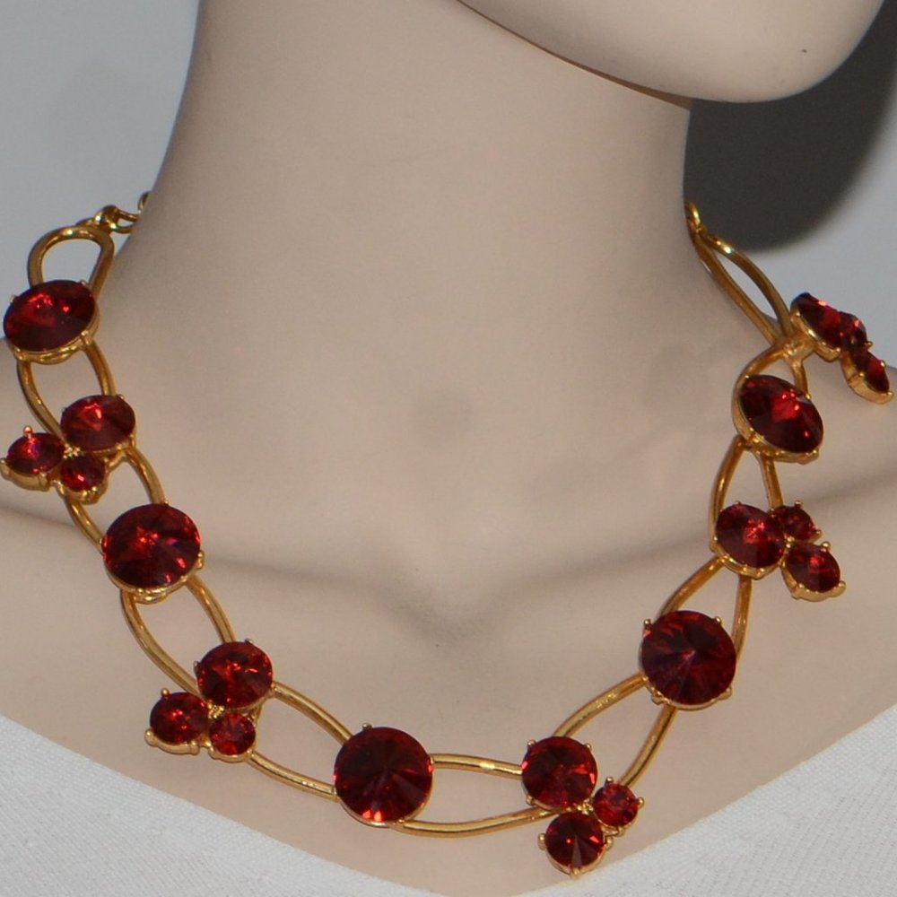 Oscar De La Renta Red Crystal Necklace